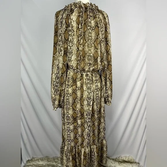 Emma & Michele gorgeous boho snakeskin print long sleeve dress women’s size M - Picture 4 of 17